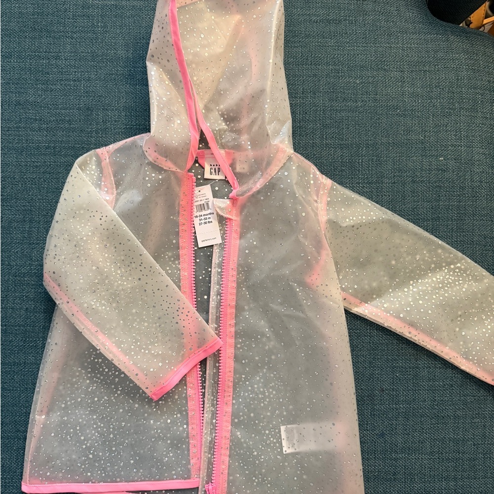 GAP Kids Sparkle Raincoat with Pink Edges